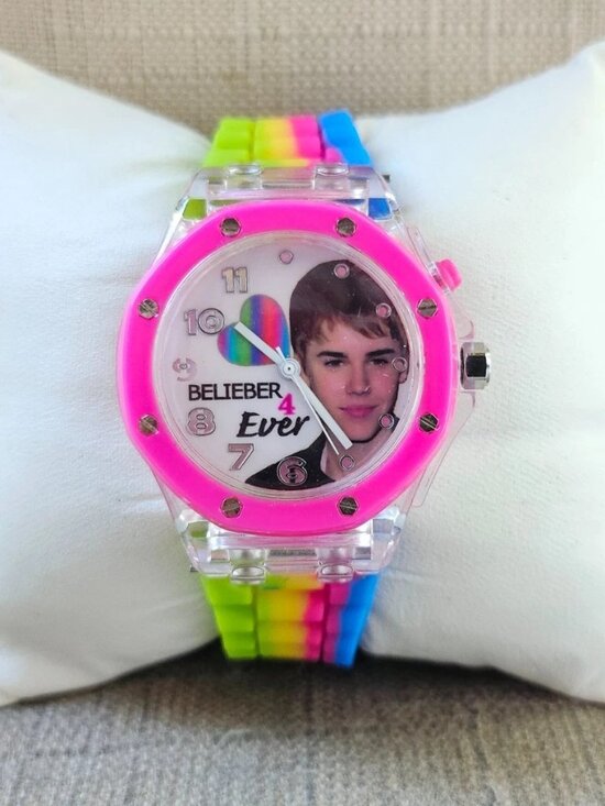 Accutime Accessories - Justin Bieber Wristwatch Multi Color Rubber Strap Analog Quarts Unisex Watch
